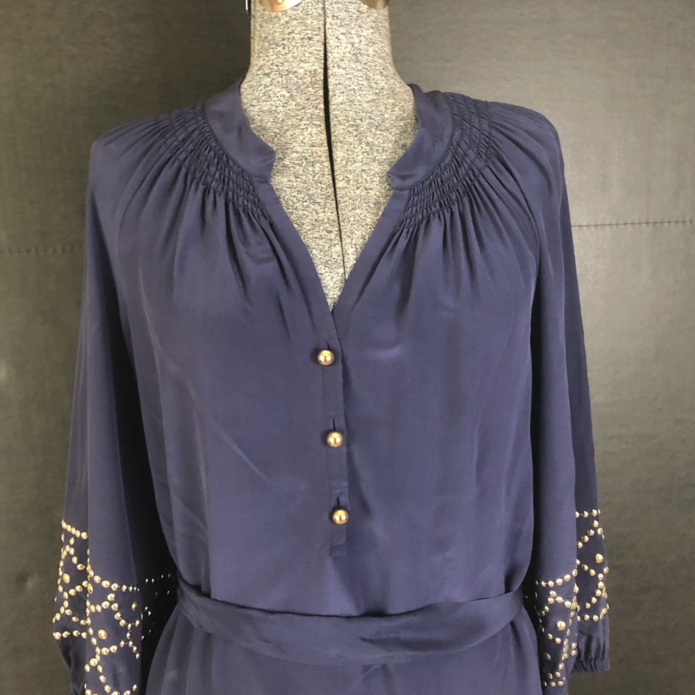 CCO⭐️ Lilly Pulitzer Navy Silk Long Sleeve Dress - Picture 3 of 8